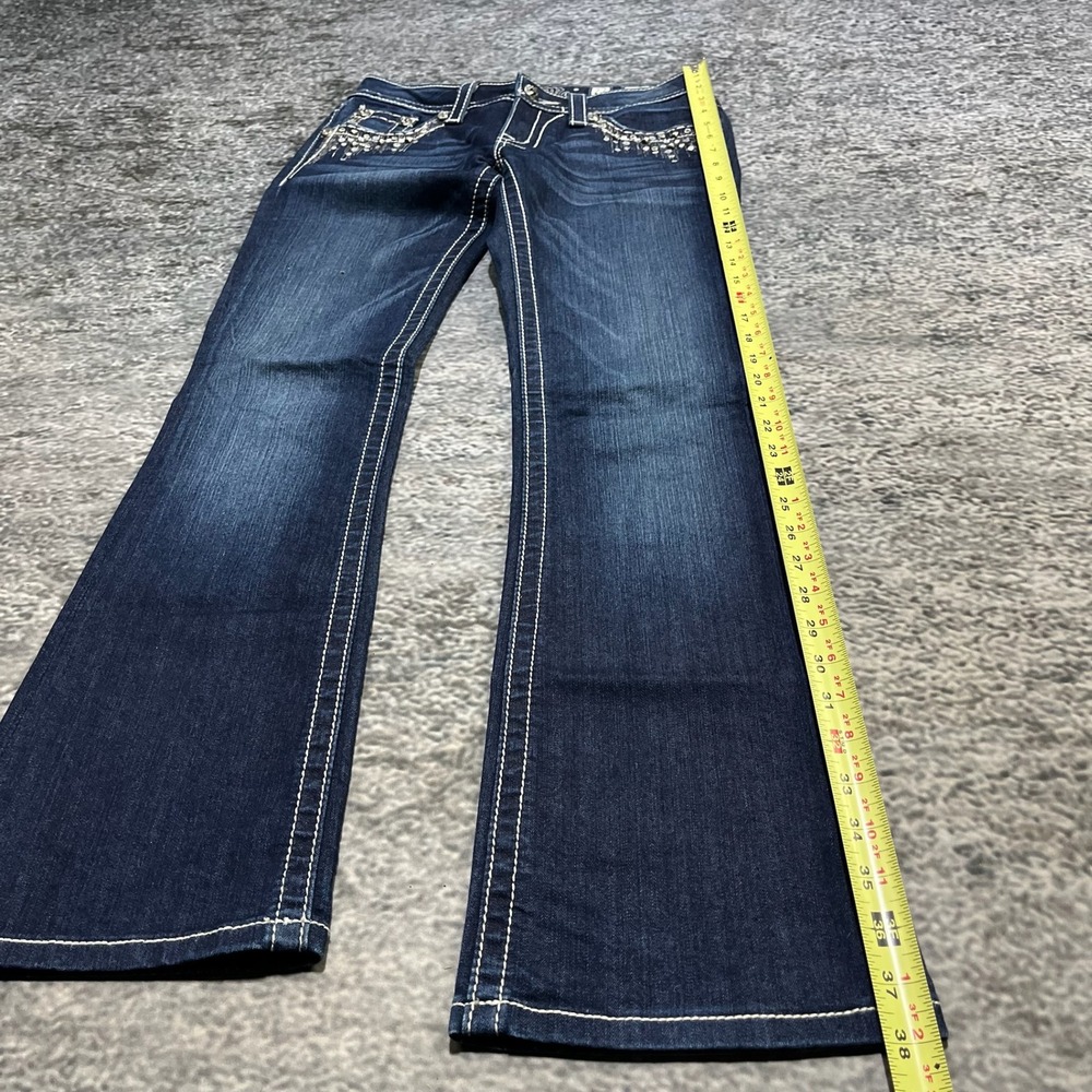 Miss Me Jeans Womens 27x32 Blue Boot Cut Low Rise Rhinestones Western Grunge Y2K - Picture 9 of 15